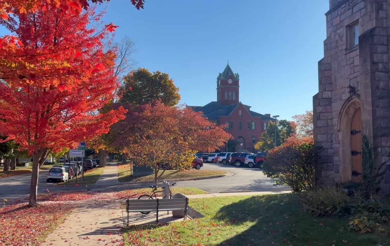 Historic Courthouse and Hall of Justice in Fall