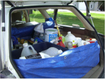 Car full of hazardous waste items