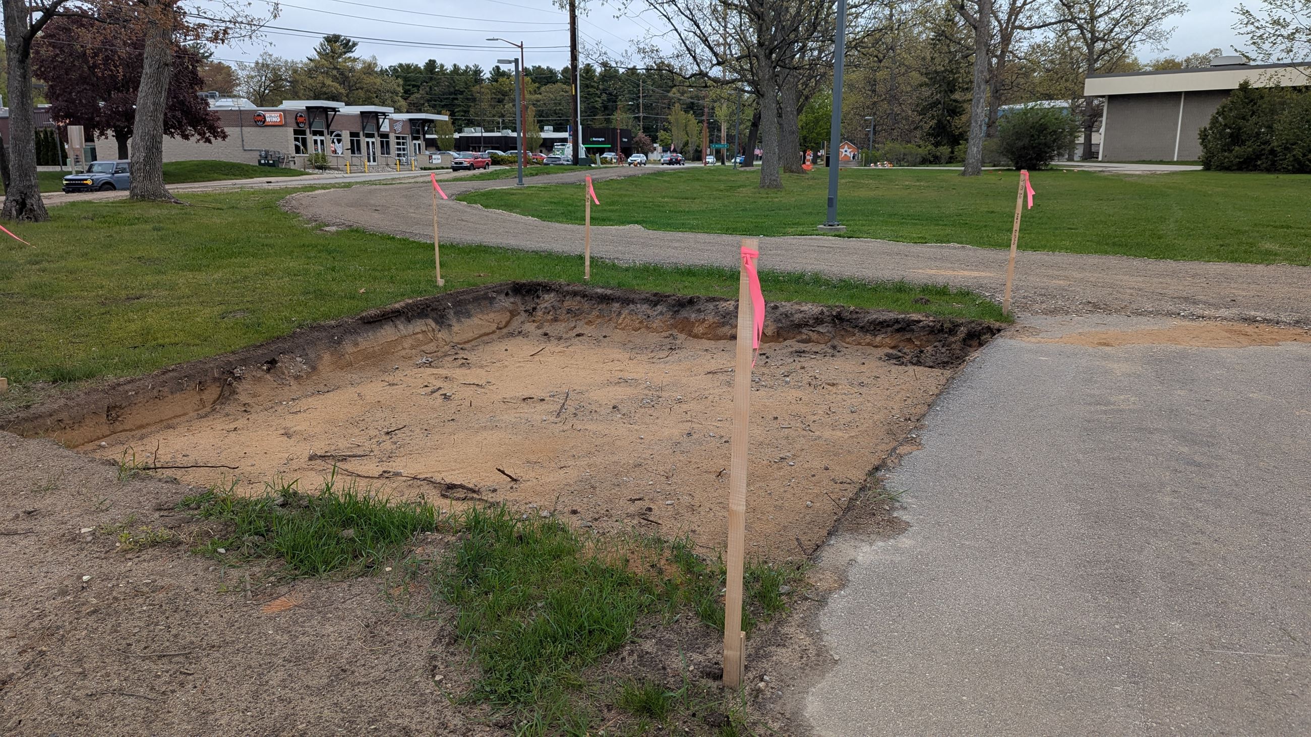 excavated fitness station area